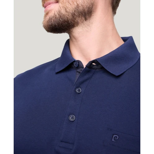 Pierre Cardin Polo Lange Mouwen | Effen Donkerblauw | www.pietkoopmans.nl