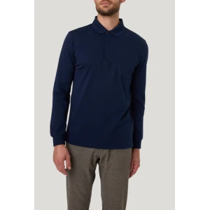Pierre Cardin Polo Lange Mouwen | Effen Donkerblauw