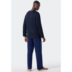 Schiesser Pyjama Tricot | Effen Blauw