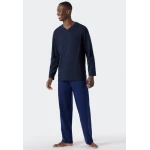 Lange Pyjama Schiesser | Effen Blauw  | www.pietkoopmans.nl