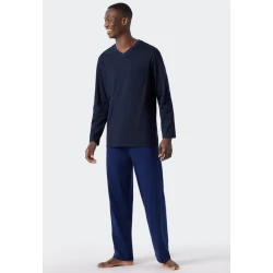 Schiesser Pyjama Tricot | Effen Blauw