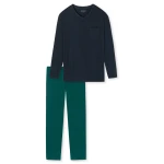 Lange Pyjama Schiesser | Marine Groen | www.pietkoopmans.nl