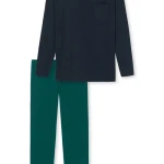 Lange Pyjama Schiesser | Marine Groen | www.pietkoopmans.nl
