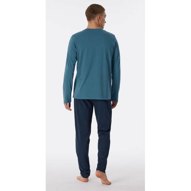 Schiesser Pyjama Tricot | Petrol Print | www.pietkoopmans.nl