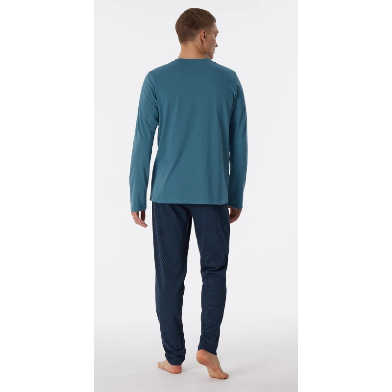 Schiesser Pyjama Tricot | Petrol Print | www.pietkoopmans.nl
