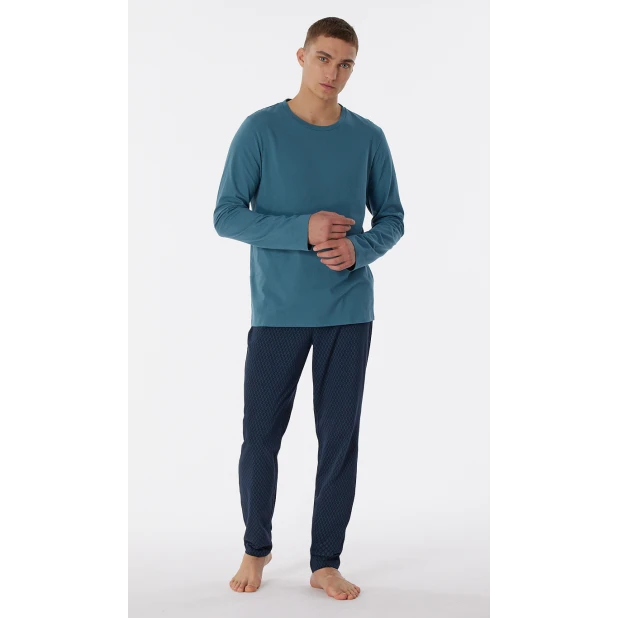 Schiesser Pyjama Tricot | Petrol Print | www.pietkoopmans.nl