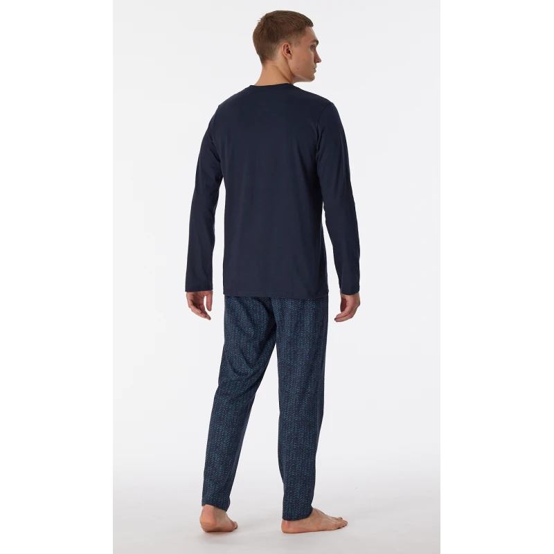 Schiesser Pyjama Tricot | Donkerblauw Print | www.pietkoopmans.nl