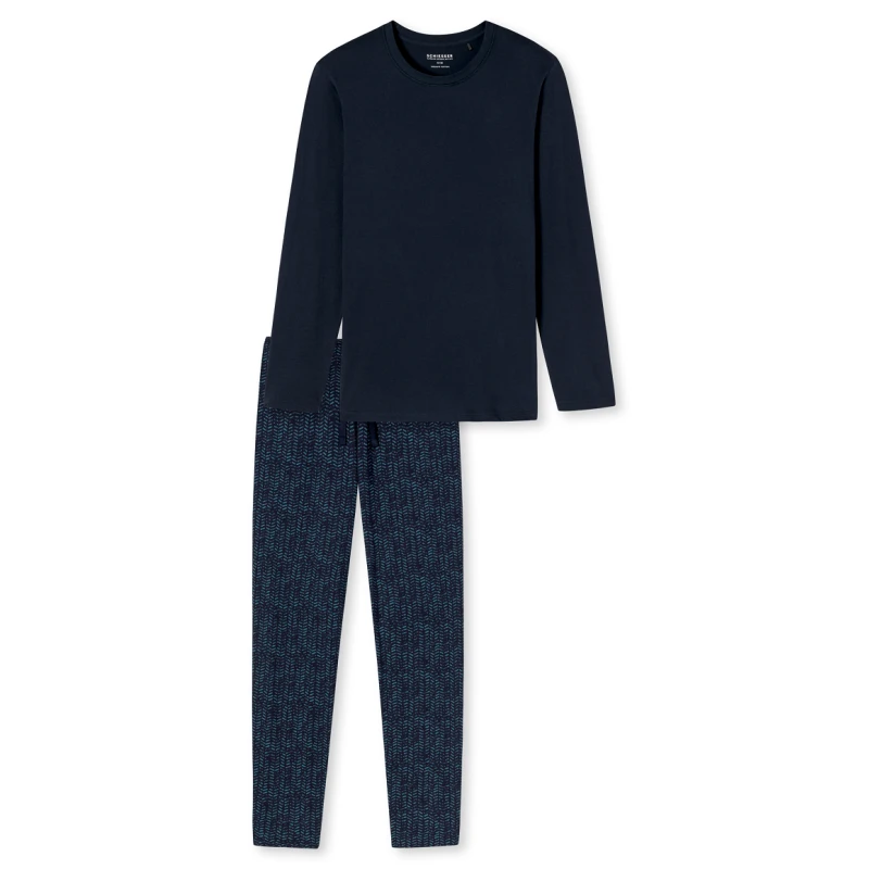 Schiesser Pyjama Tricot | Donkerblauw Print | www.pietkoopmans.nl
