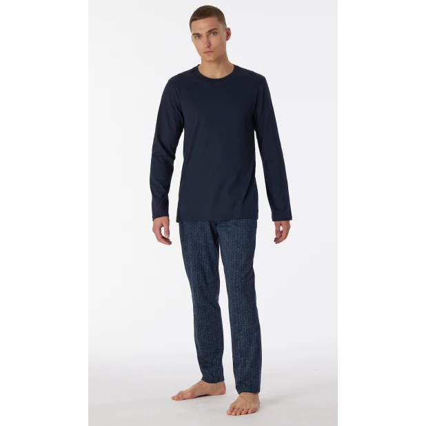 Schiesser Pyjama Tricot | Donkerblauw Print | www.pietkoopmans.nl