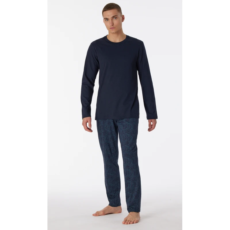 Schiesser Pyjama Tricot | Donkerblauw Print | www.pietkoopmans.nl