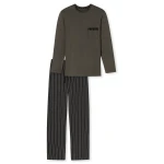 Lange Schiesser Pyjama Tricot | Taupe Streep | www.pietkoopmans.nl
