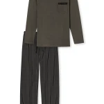 Lange Schiesser Pyjama Tricot | Taupe Streep | www.pietkoopmans.nl