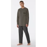 Lange Schiesser Pyjama Tricot | Taupe Streep | www.pietkoopmans.nl