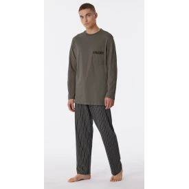 Lange Schiesser Pyjama Tricot | Taupe Streep