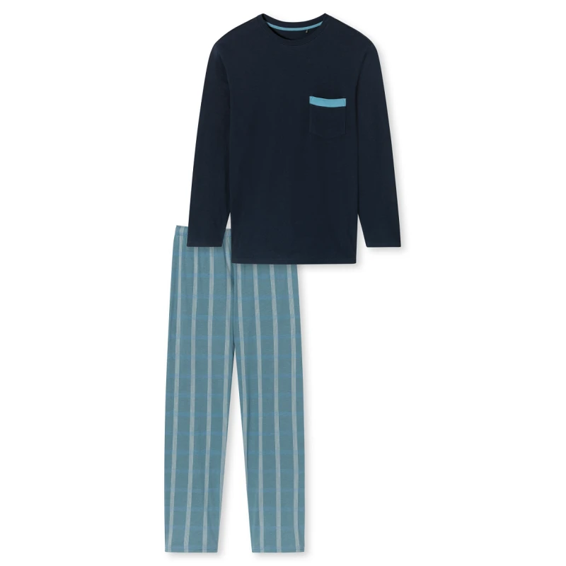 Schiesser Pyjama Tricot | Lichtblauwe Streep | www.pietkoopmans.nl