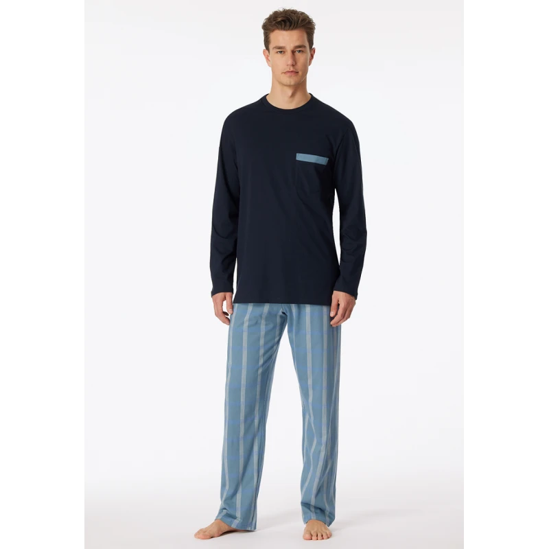 Schiesser Pyjama Tricot | Lichtblauwe Streep | www.pietkoopmans.nl