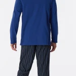 Lange Schiesser Pyjama Tricot | Blauwe Streep | www.pietkoopmans.nl