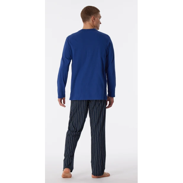 Lange Schiesser Pyjama Tricot | Blauwe Streep | www.pietkoopmans.nl