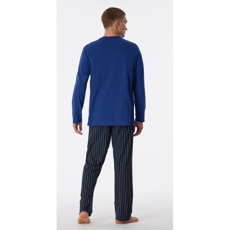 Lange Schiesser Pyjama Tricot | Blauwe Streep | www.pietkoopmans.nl