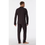 Schiesser Doorknoop Pyjama Tricot | Antraciet Ruit | www.pietkoopmans.nl