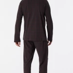 Schiesser Doorknoop Pyjama Tricot | Antraciet Ruit | www.pietkoopmans.nl