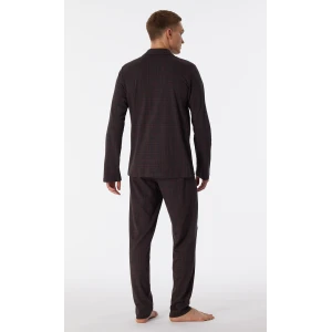 Schiesser Doorknoop Pyjama Tricot | Antraciet Ruit