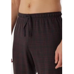 Schiesser Doorknoop Pyjama Tricot | Antraciet Ruit | www.pietkoopmans.nl