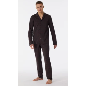 Schiesser Doorknoop Pyjama Tricot | Antraciet Ruit