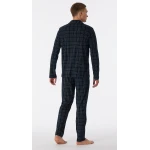 Schiesser Doorknoop Pyjama Tricot | Marine Ruit | www.pietkoopmans.nl