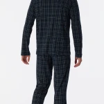 Schiesser Doorknoop Pyjama Tricot | Marine Ruit | www.pietkoopmans.nl