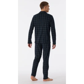 Schiesser Doorknoop Pyjama Tricot | Marine Ruit