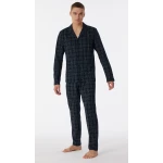 Schiesser Doorknoop Pyjama Tricot | Marine Ruit | www.pietkoopmans.nl