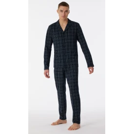 Schiesser Doorknoop Pyjama Tricot | Marine Ruit