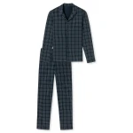 Schiesser Doorknoop Pyjama Tricot | Marine Ruit | www.pietkoopmans.nl
