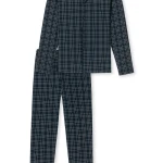 Schiesser Doorknoop Pyjama Tricot | Marine Ruit | www.pietkoopmans.nl