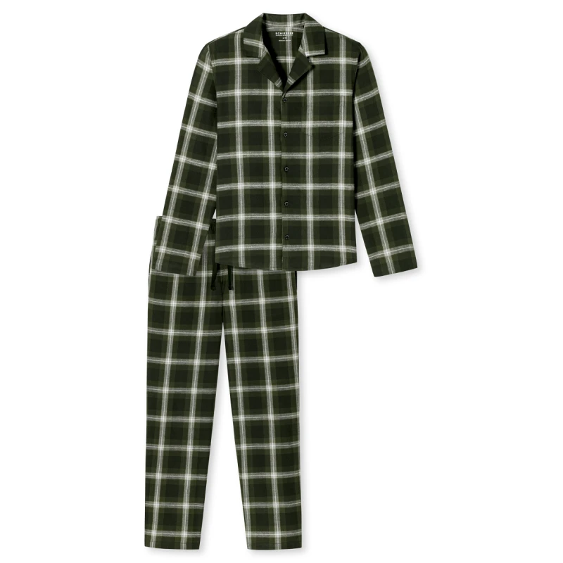 Schiesser Pyjama Flanel | Groen Geruit | www.pietkoopmans.nl
