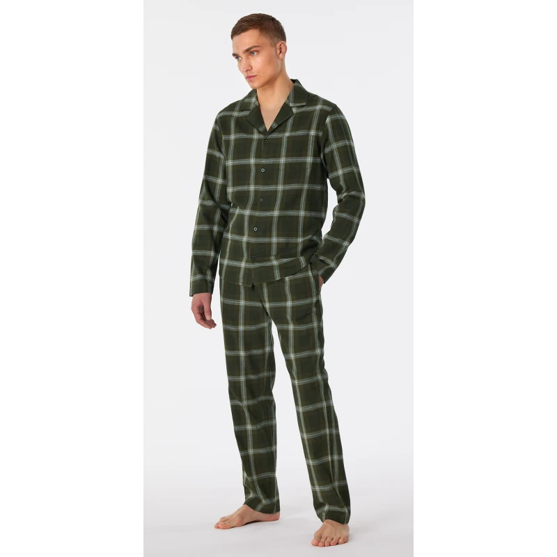 Schiesser Pyjama Flanel | Groen Geruit | www.pietkoopmans.nl