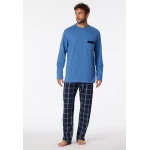 Schiesser Pyjama Tricot | Blauw Geblokt | www.pietkoopmans.nl