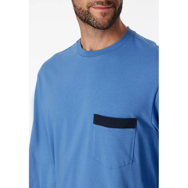 Schiesser Pyjama Tricot | Blauw Geblokt | www.pietkoopmans.nl