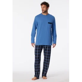 Schiesser Pyjama Tricot | Blauw Geblokt