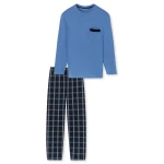 Schiesser Pyjama Tricot | Blauw Geblokt | www.pietkoopmans.nl