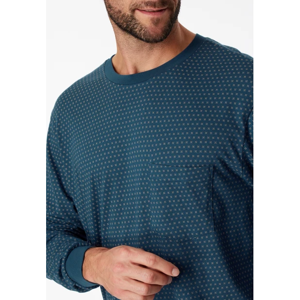 Schiesser Pyjama Tricot | Indigo Print | www.pietkoopmans.nl