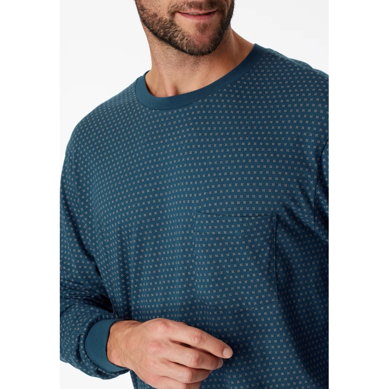 Schiesser Pyjama Tricot | Indigo Print | www.pietkoopmans.nl