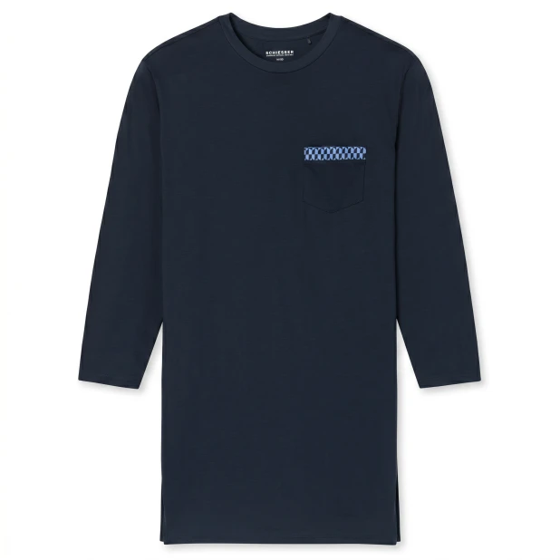 Schiesser Nachthemd Lange Mouw | Donkerblauw | www.pietkoopmans.nl