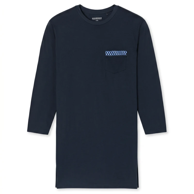 Schiesser Nachthemd Lange Mouw | Donkerblauw | www.pietkoopmans.nl