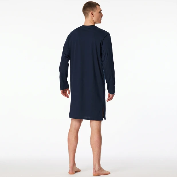 Schiesser Nachthemd Lange Mouw | Donkerblauw | www.pietkoopmans.nl