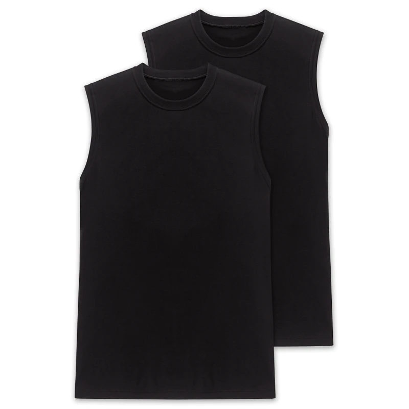 Schiesser Mouwloos T-Shirt  Zwart