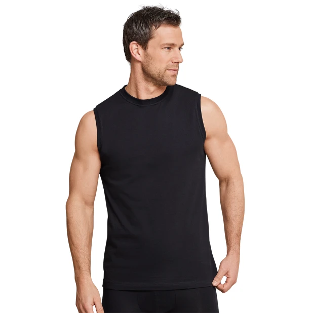 Schiesser Mouwloos T-Shirt  Zwart