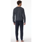 Schiesser Badstof Heren Pyjama | Blauw Gestreept | www.pietkoopmans.nl