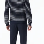Schiesser Badstof Heren Pyjama | Blauw Gestreept | www.pietkoopmans.nl